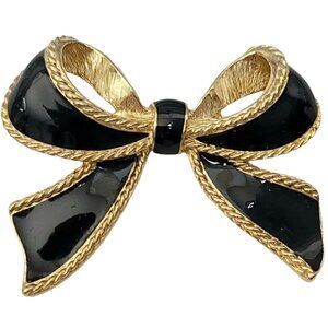 Kenneth Jay Lane KJL For Avon Gold-Tone Black Enamel Bead Enhancer Pendant